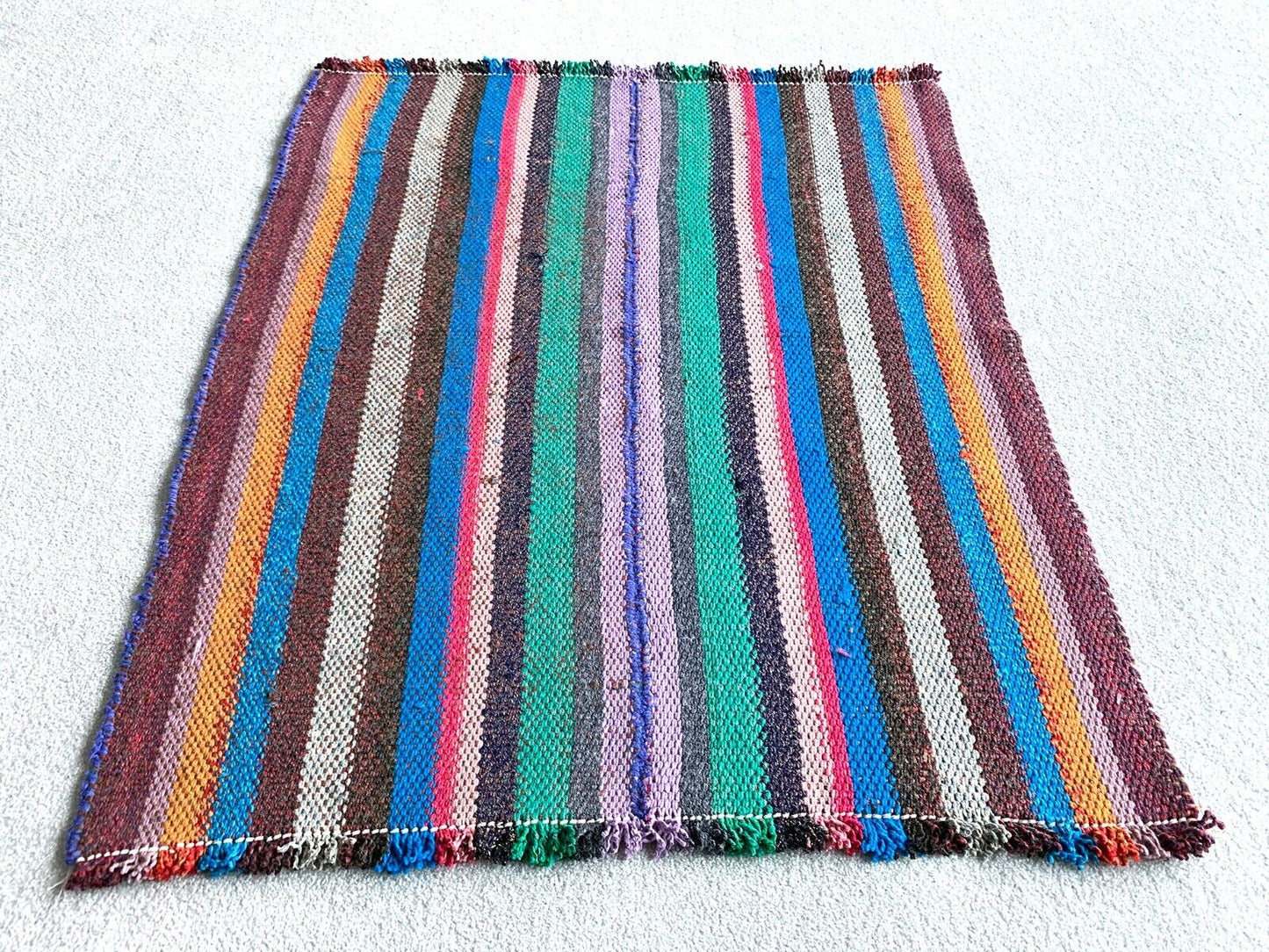 Traditionelle türkische Kelim Teppich Shabby Vintage Wolle Land Kelim 95X81 cm