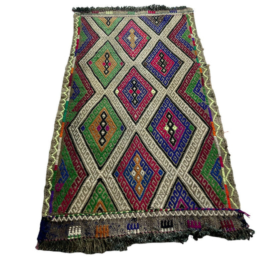 Traditionelle türkische Kelim Teppich, Vintage Turkish Kilim Rug 85 X 45 Cm
