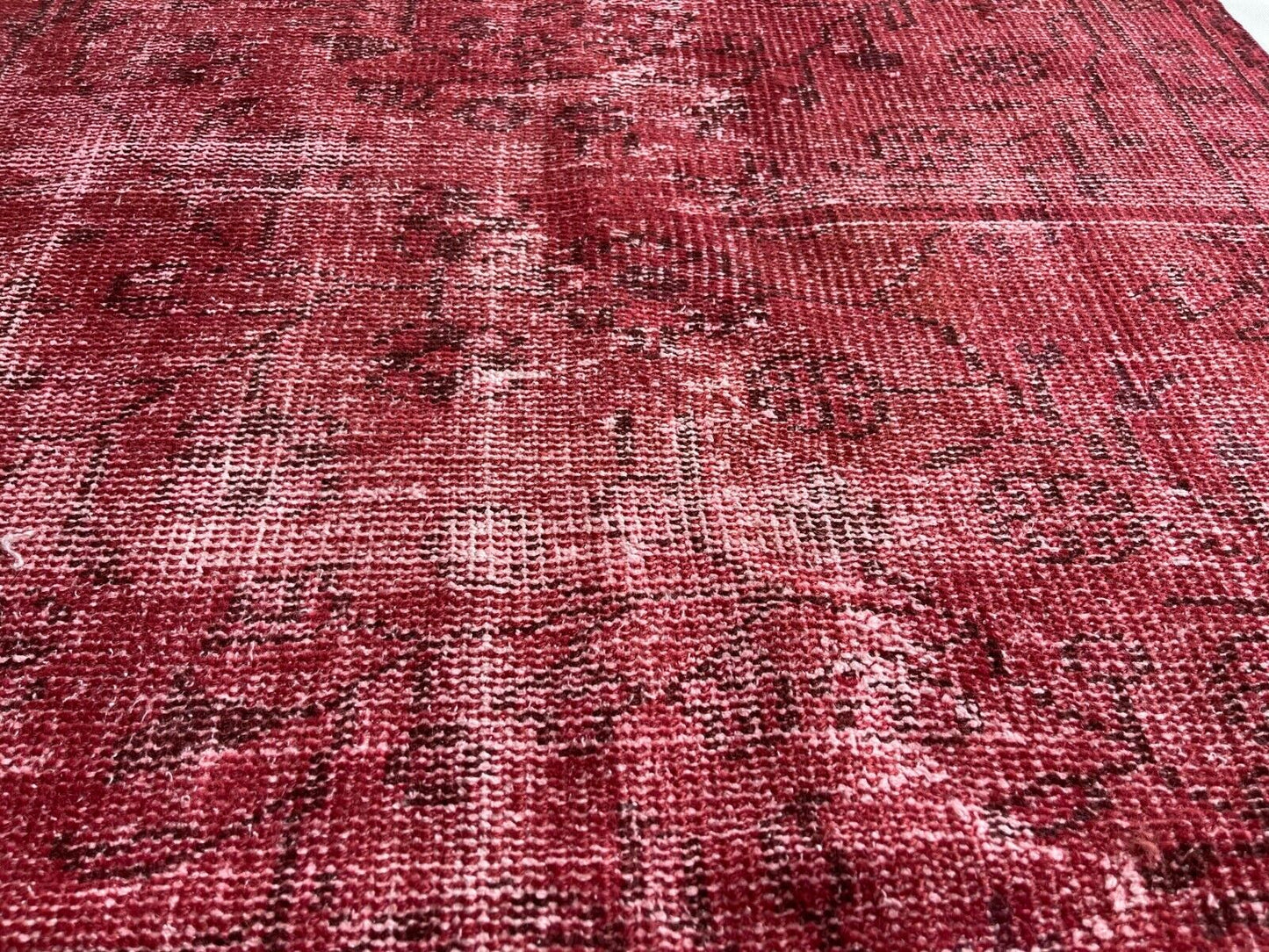 Distressed Overdyed Türkischer Teppich Läufer 270x100 cm Vintage Teppich Läufer