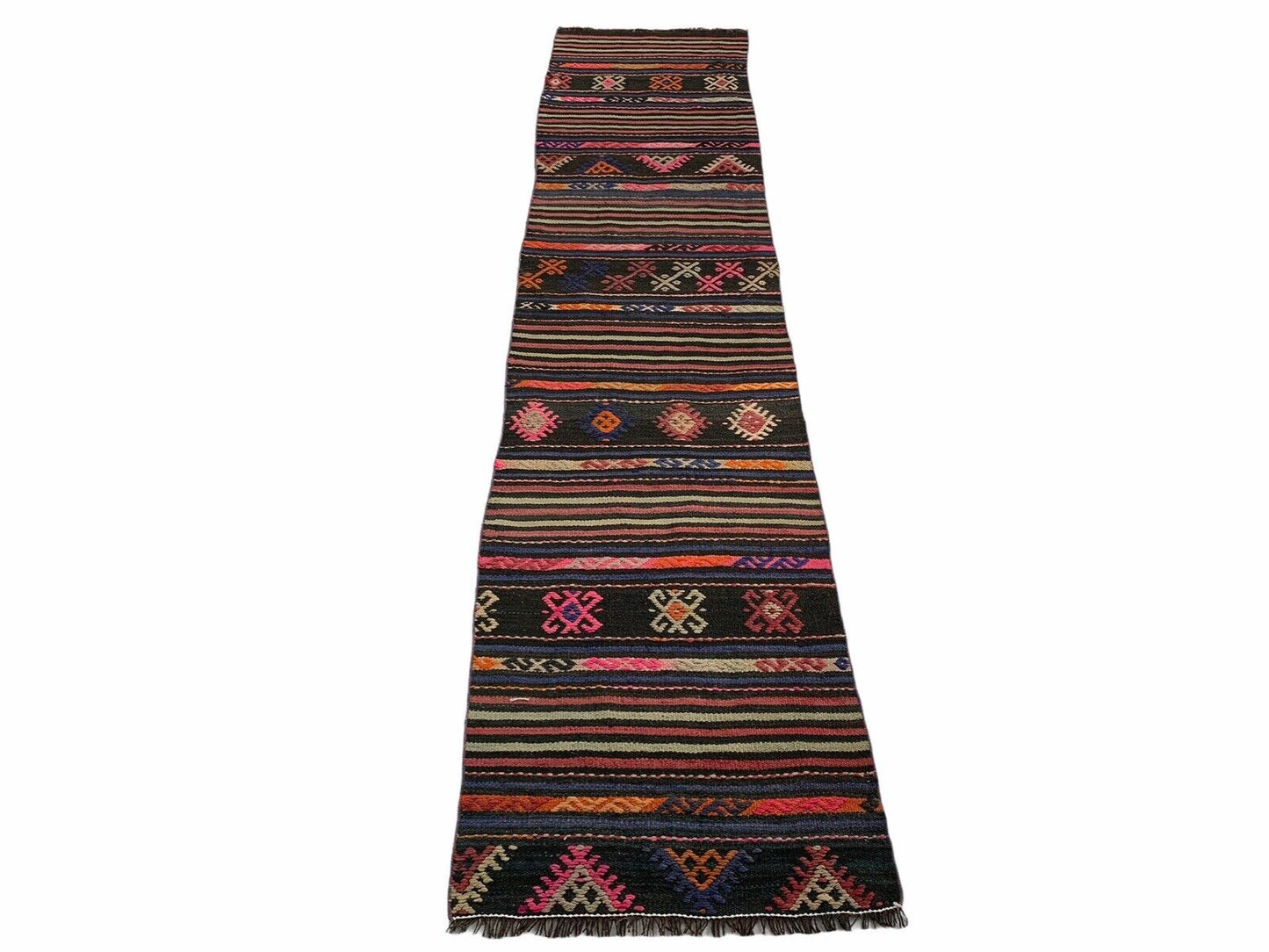 Traditioneller türkischer Kelim Teppich Läufer, Vintage KelimLäufer 275 X 64 cm