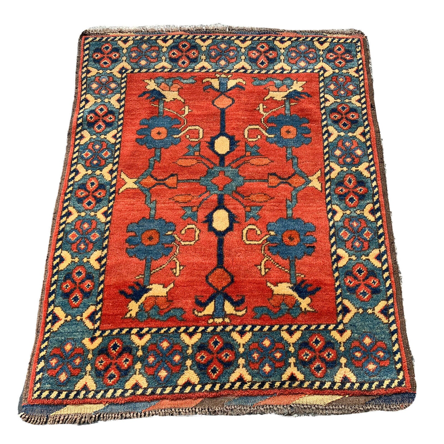 Traditionelle Afghan Kargai Teppich, Vintage Wolle Landhaus Teppich 110X88 Cm